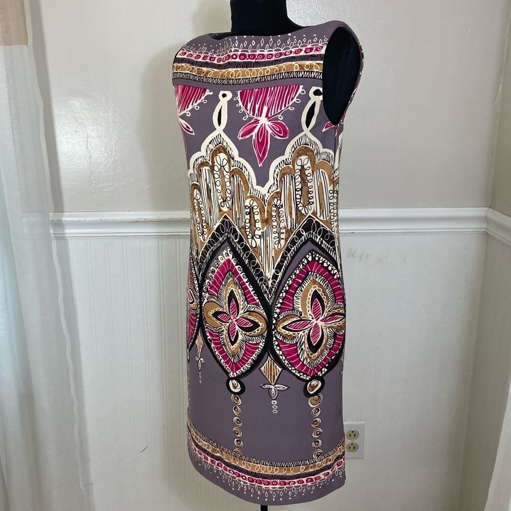 Suzi Chin for Maggie Boutique Sleeveless Dress with an abstract, artsy print s 6